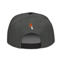 White Rabbit bitcoin snapback hat in Black / Charcoal gray / Charcoal gray, back view.