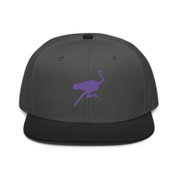 Front view of a charcoal grey and black nostr snapback hat.