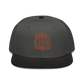 Front view of a charcoal grey and black bitcoin snapback hat.