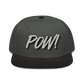 Front view of a charcoal grey and black bitcoin snapback hat.