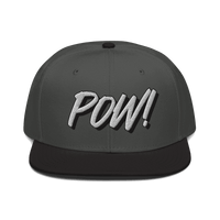 Front view of a charcoal grey and black bitcoin snapback hat.