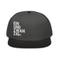 Front view of a charcoal grey and black bitcoin snapback hat.