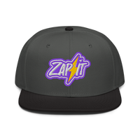 Zap It nostr snapback hat in Black / Charcoal gray / Charcoal gray, front view.