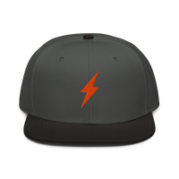 Lightning bitcoin snapback hat in Black / Charcoal gray / Charcoal gray, front view.