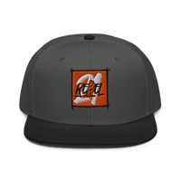 21 Rebel bitcoin snapback hat in Black / Charcoal gray / Charcoal gray, front view.