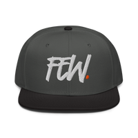 Few. bitcoin snapback hat in Black / Charcoal gray / Charcoal gray, front view.