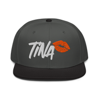 TINA bitcoin snapback hat in Black / Charcoal gray / Charcoal gray, front view.