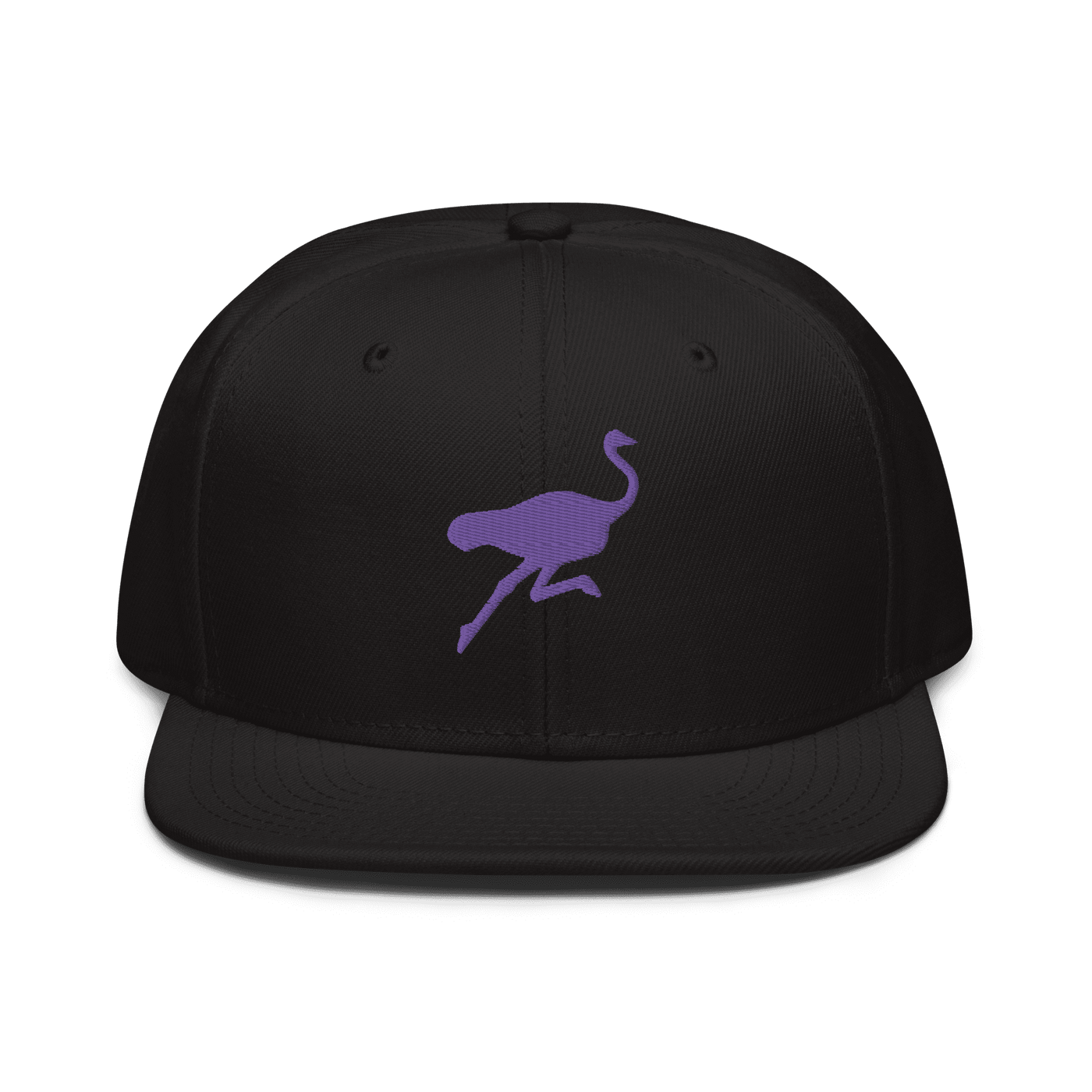 Nostr Snapback Hat featuring ostrich mascot with flat visor and grey under visor