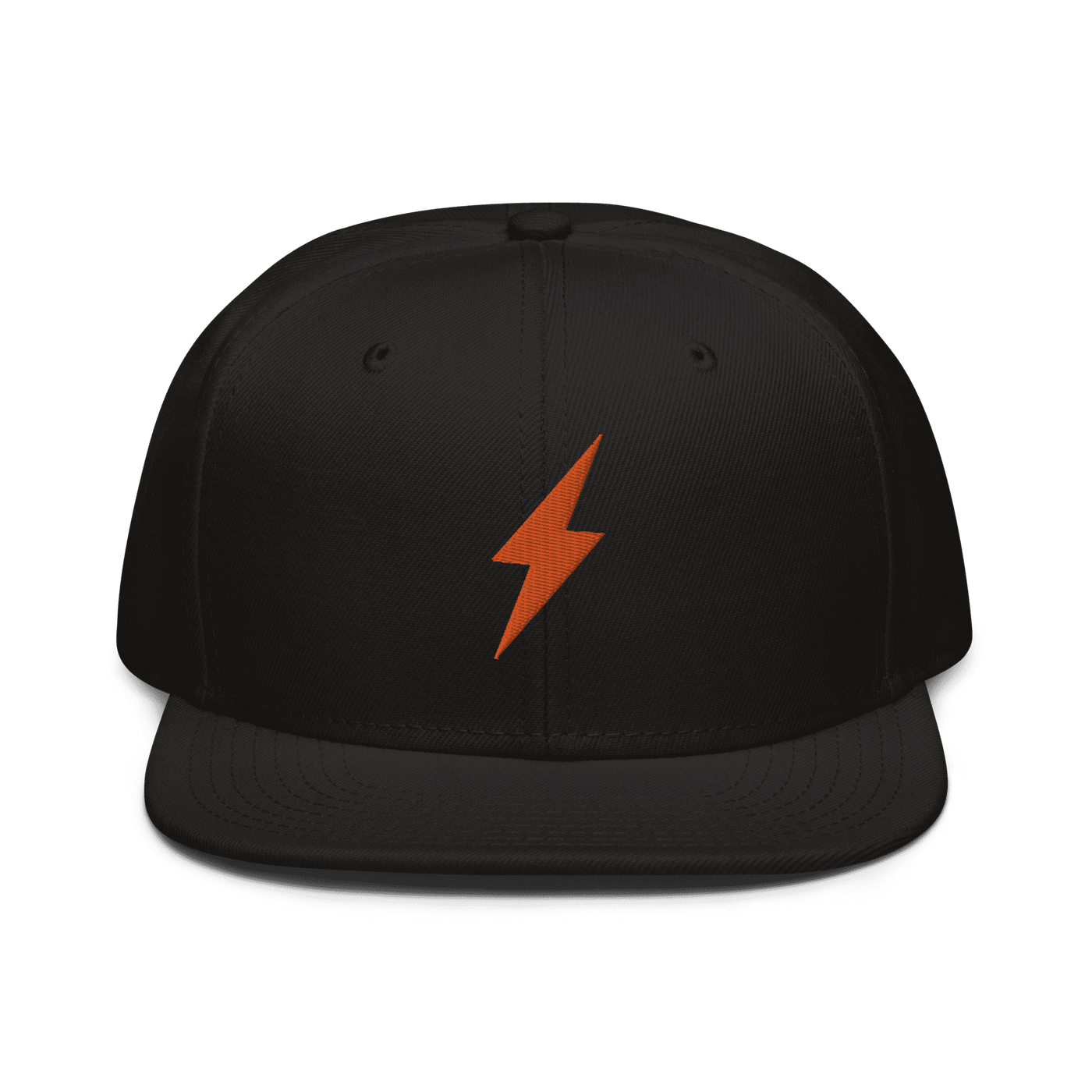 Black Bitcoin snapback hat with Lightning payment protocol logo and grey under visor