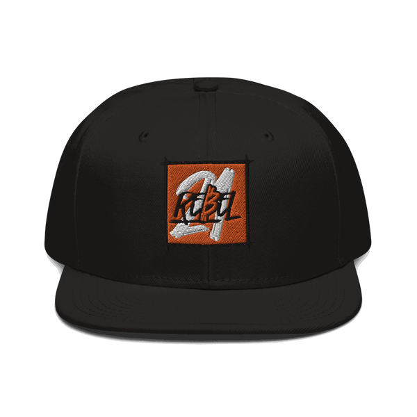 Black 21 Rebel Bitcoin snapback hat with flat visor and grey under visor