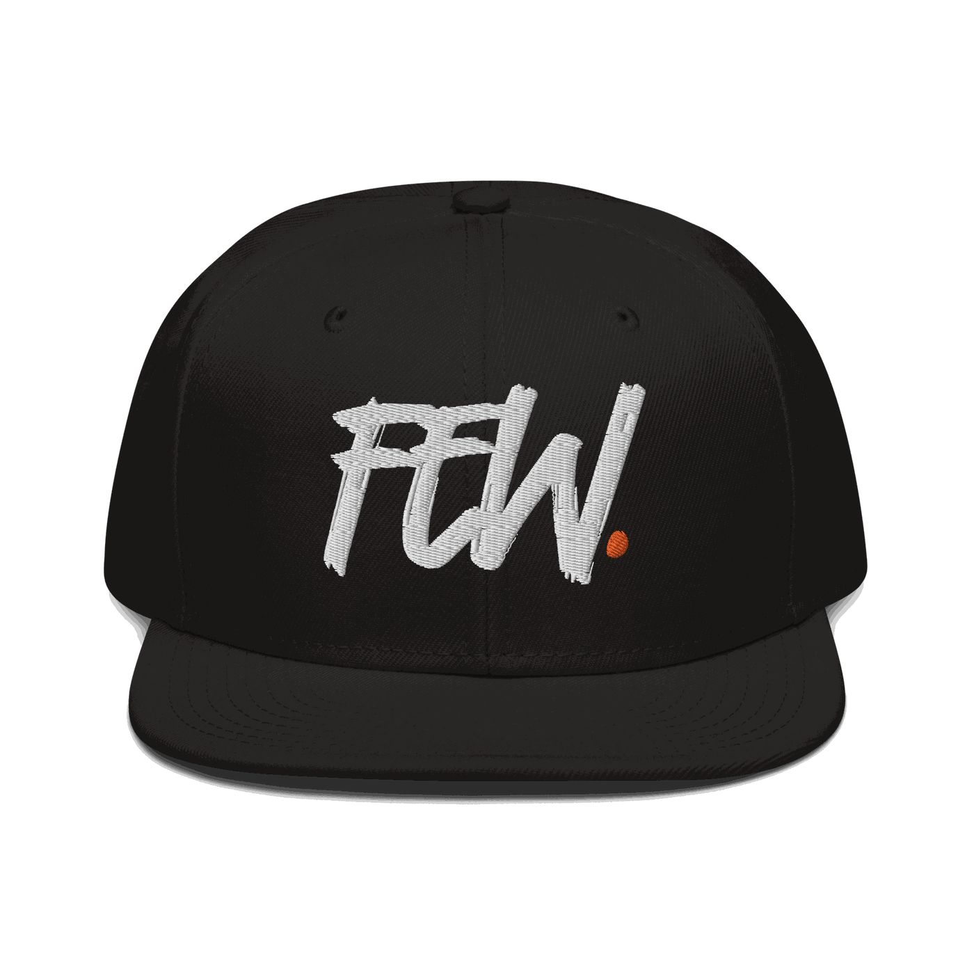 Black high-profile Bitcoin snapback hat with flat visor and grey under visor