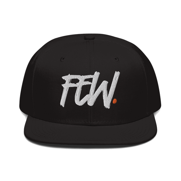 Black high-profile Bitcoin snapback hat with flat visor and grey under visor