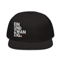 Einundzwanzig Bitcoin snapback hat with flat visor and grey under visor