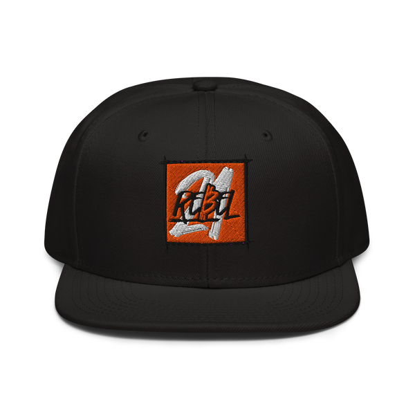 21 Rebel bitcoin snapback hat in Black, front view.