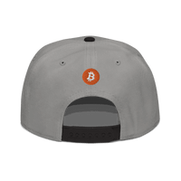 Black Einundzwanzig Bitcoin snapback hat with flat grey under visor and adjustable plastic snap closure