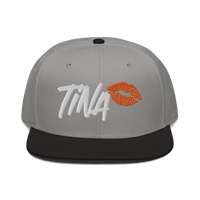 Front view of a grey and black bitcoin snapback hat.