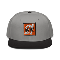 21 Rebel bitcoin snapback hat in Black / Gray / Gray, front view.