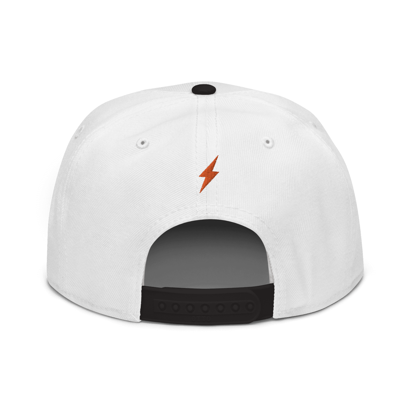 Black Bitcoin snapback hat with lightning payment protocol logo and flat grey under visor