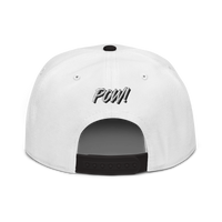 POW! Bitcoin-Snapback-Cap in Schwarz / Weiß, Rückansicht.
