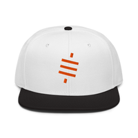 Sats Symbol bitcoin snapback hat in Black / White / White, front view.