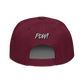 Back view of a burgundy maroon bitcoin snapback hat.