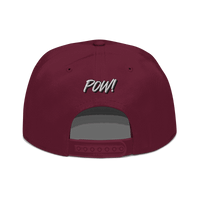 Back view of a burgundy maroon bitcoin snapback hat.