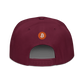 Back view of a burgundy bitcoin snapback hat.