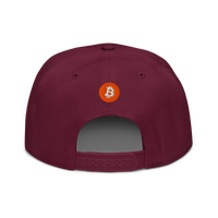 Einundzwanzig bitcoin snapback hat in Burgundy, back view.