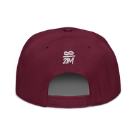 Infinity / 21M bitcoin snapback hat in Burgundy, back view.