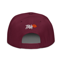 TINA bitcoin snapback hat in Burgundy, back view.