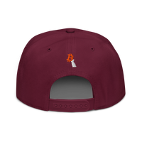 White Rabbit bitcoin snapback hat in Burgundy, back view.