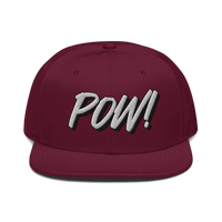 Front view of a burgundy maroon bitcoin snapback hat.