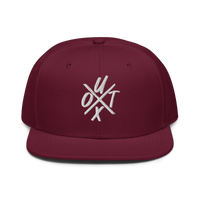 UTXO bitcoin snapback hat in Burgundy, front view.