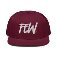 Few. bitcoin snapback hat in Burgundy, front view.