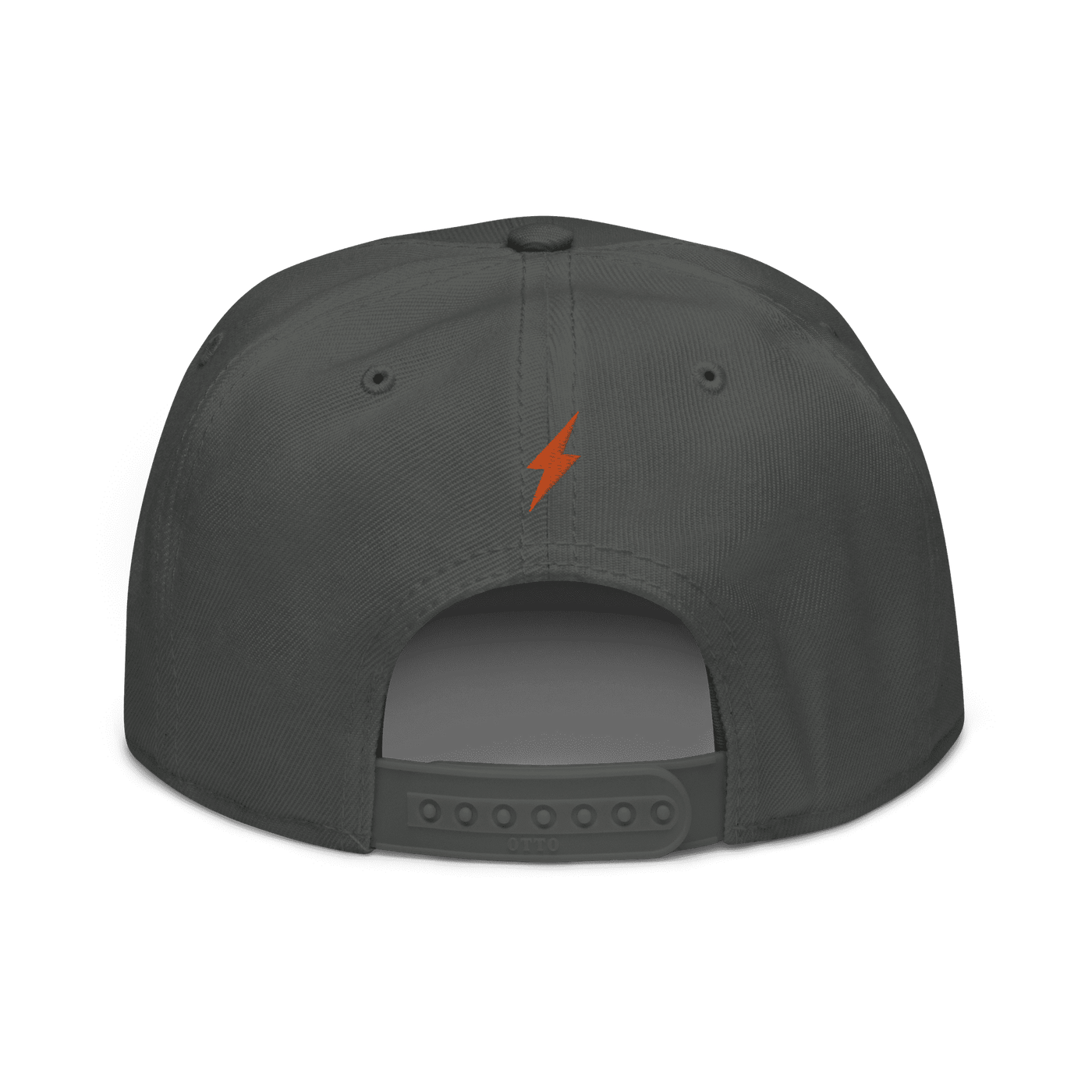 Black bitcoin snapback hat featuring lightning payment protocol logo with flat visor and grey under visor