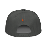 Sats Symbol bitcoin snapback hat in Charcoal gray, back view.