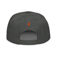 Lightning bitcoin snapback hat in Charcoal gray, back view.
