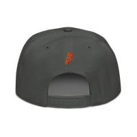 21 Rebel bitcoin snapback hat in Charcoal gray, back view.