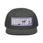 Front view of a charcoal grey nostr snapback hat.