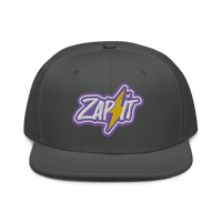 Front view of a charcoal grey nostr snapback hat.