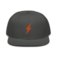 Black Bitcoin snapback hat featuring Lightning payment protocol logo