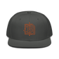 Front view of a charcoal grey bitcoin snapback hat.