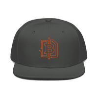 Front view of a charcoal grey bitcoin snapback hat.