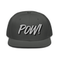 Front view of a charcoal grey bitcoin snapback hat.