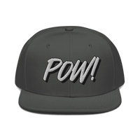 Front view of a charcoal grey bitcoin snapback hat.