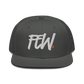 Front view of a charcoal grey bitcoin snapback hat.