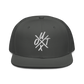 Front view of a charcoal grey bitcoin snapback hat.