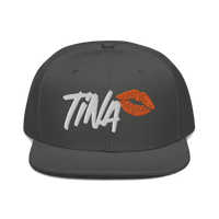 Front view of a charcoal grey bitcoin snapback hat.