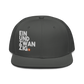 Front view of a charcoal grey bitcoin snapback hat.