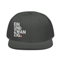 Black Bitcoin Snapback Hat with structured high-profile design and grey under visor